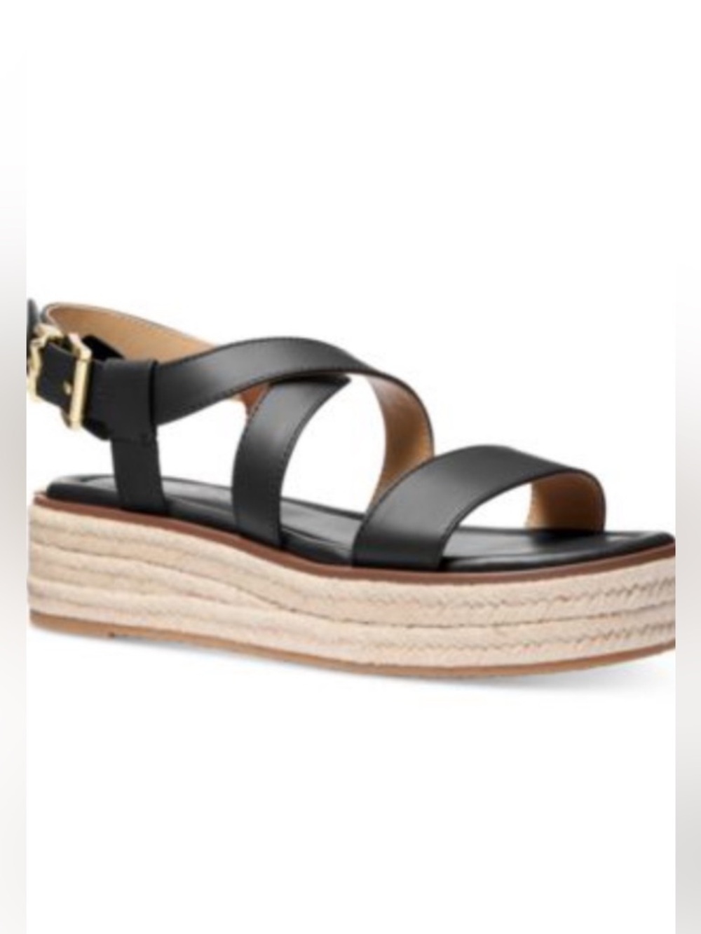 MICHAEL Lynn Leather Buckled Espadrille Sandals